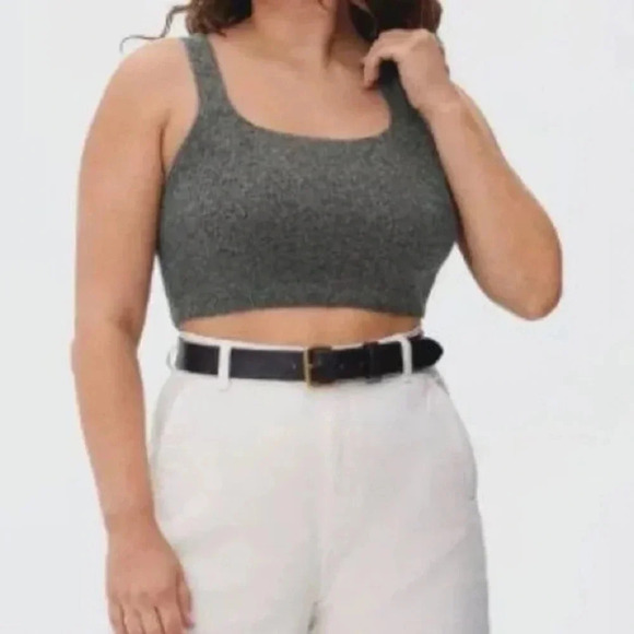 EVERLANE NEW NWT WOMENS KNIT CROPPED DARK GRAY TANK TOP SHIRT SUMMER CASUAL SZ L - Picture 1 of 4